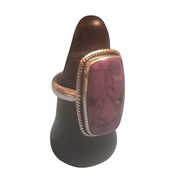 Purple and copper turquoise ring in sterling silver - Picture 2 of 9